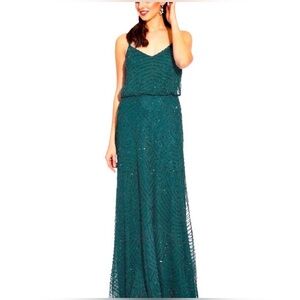 Adrianna Papell emerald beaded gown